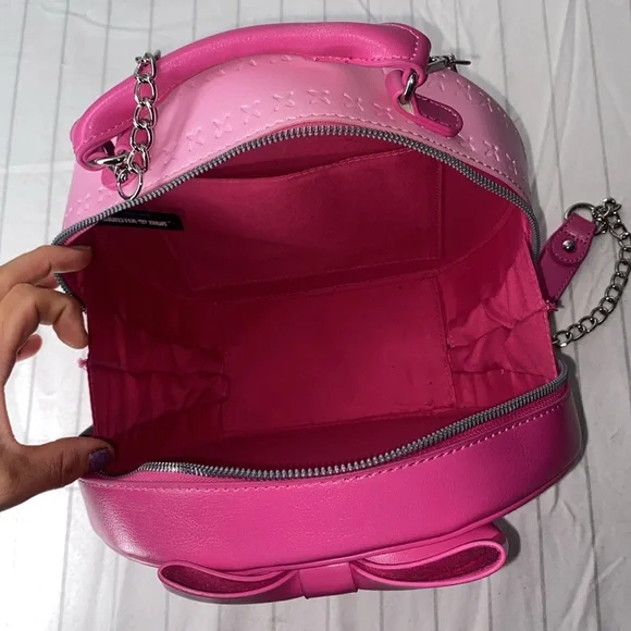 Monster High Draculaura Bow Crossbody Bag Pink Round Crossbody Bag Chain Strap - Picture 7 of 13